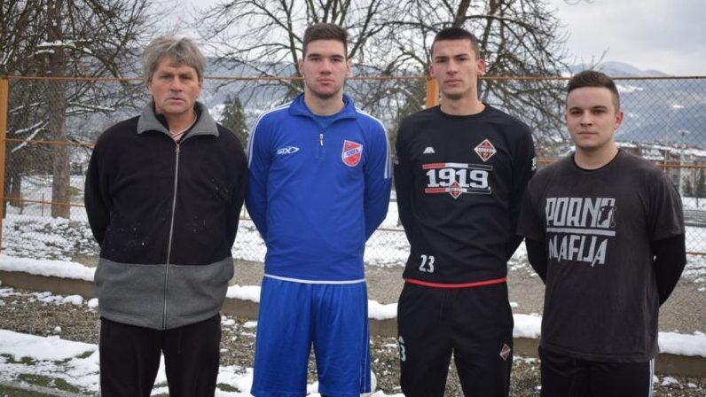 Марко Џелебџић, Тешић и Арсић са тренером Веселиновићем