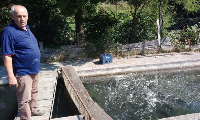 Сретен Тошић на свом рибњаку