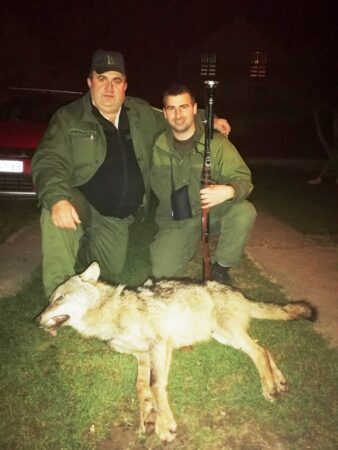  Јелисавчић и Кнежевић са одстрељеним вуком