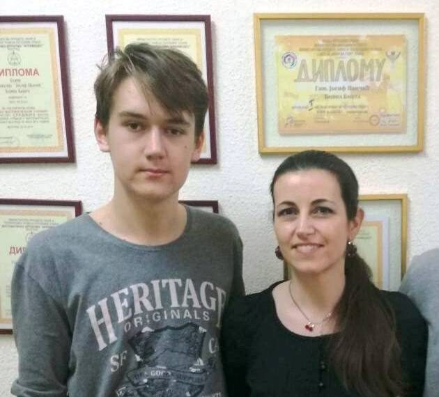 Јован Јанковић са професорком Јеленом Стојкановић