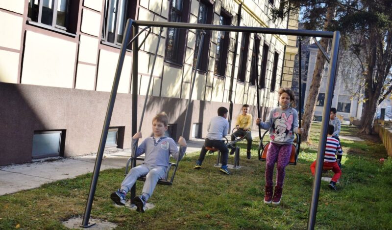 Љуљашка и клацкалице у школском дворишту