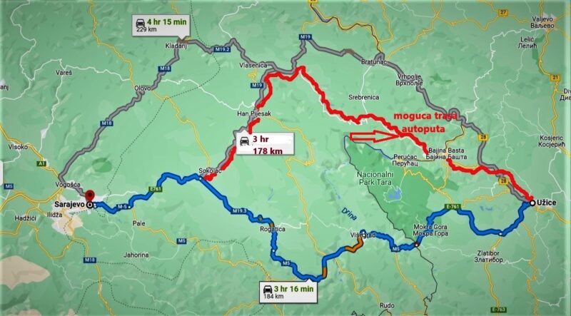 Траса - Аутопут, Ужице - Сарајево